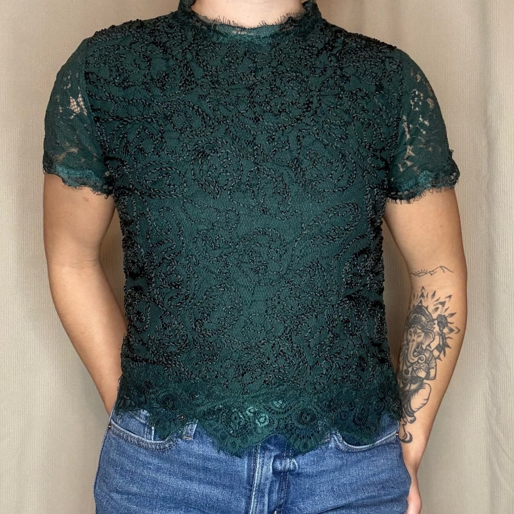 Emerald Green Lace Women's Top